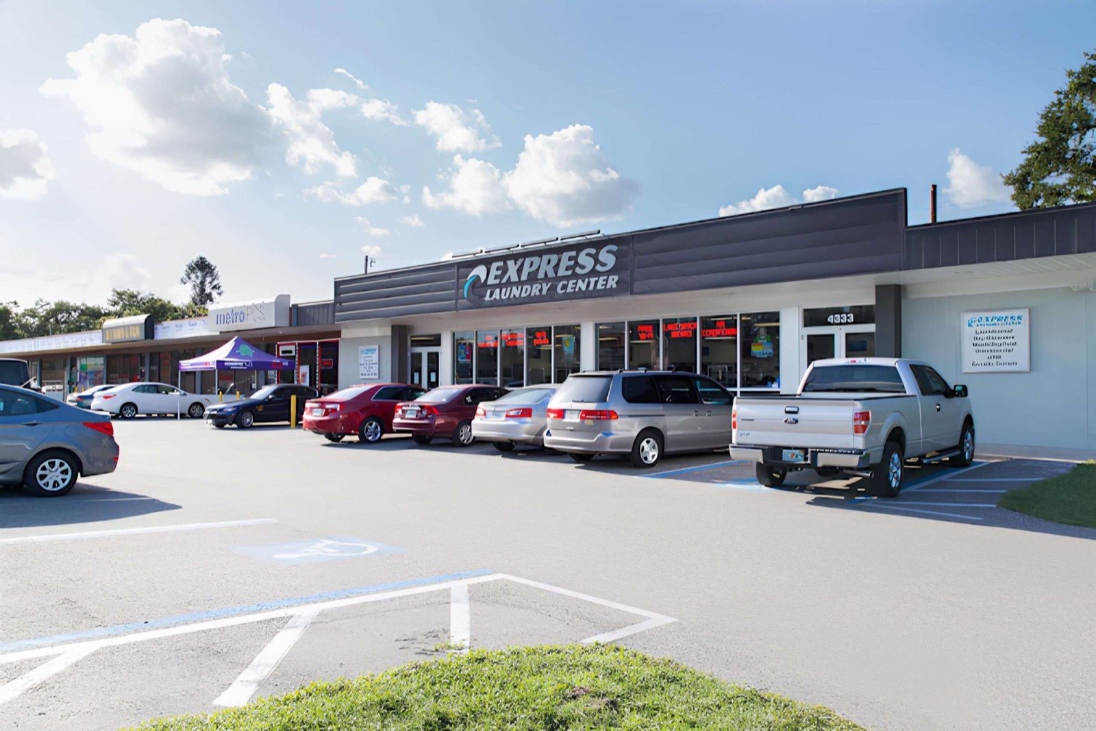 The Waters Express Laundry Center storefront on West Waters Avenue in Tampa